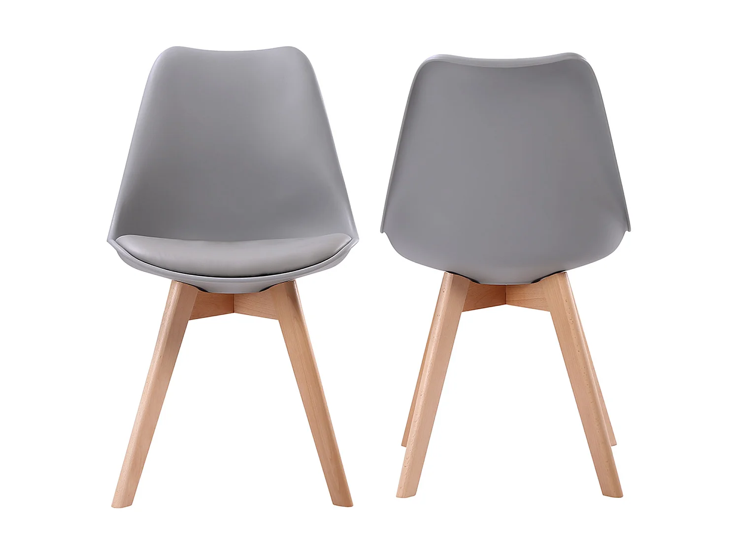 Lot de 2 chaises scandinaves NORA grises avec coussin