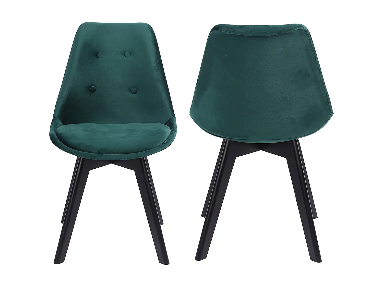 Lot de 2 chaises en velours NORA vertes avec coussin