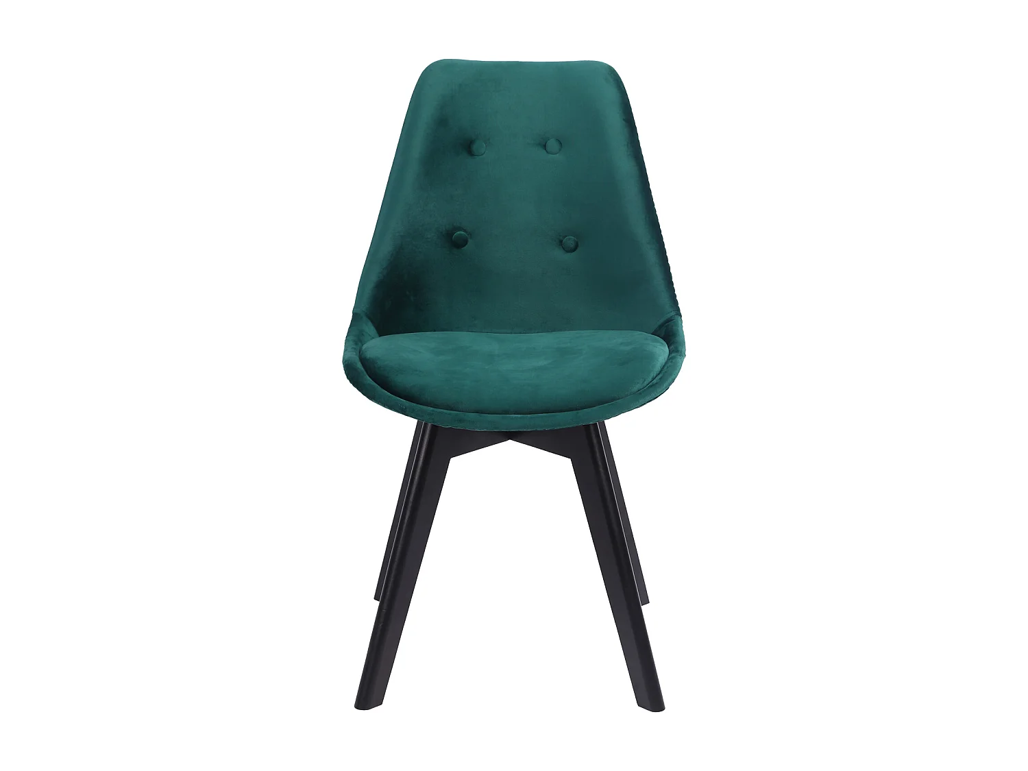 Lot de 4 chaises en velours NORA vertes avec coussin