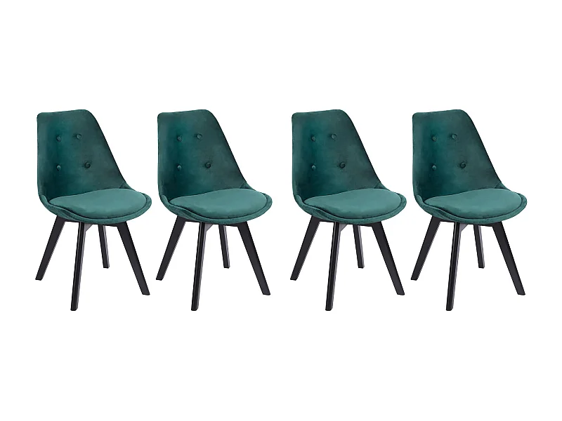 Set van 4 groene NORA fluwelen stoelen met kussen