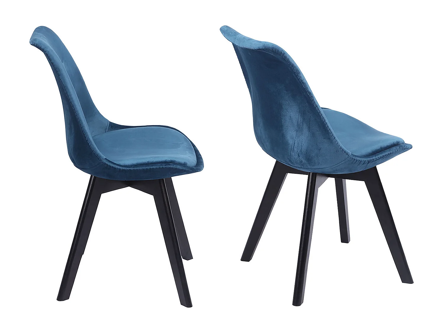 Conjunto de 2 cadeiras de veludo azul NORA com almofada