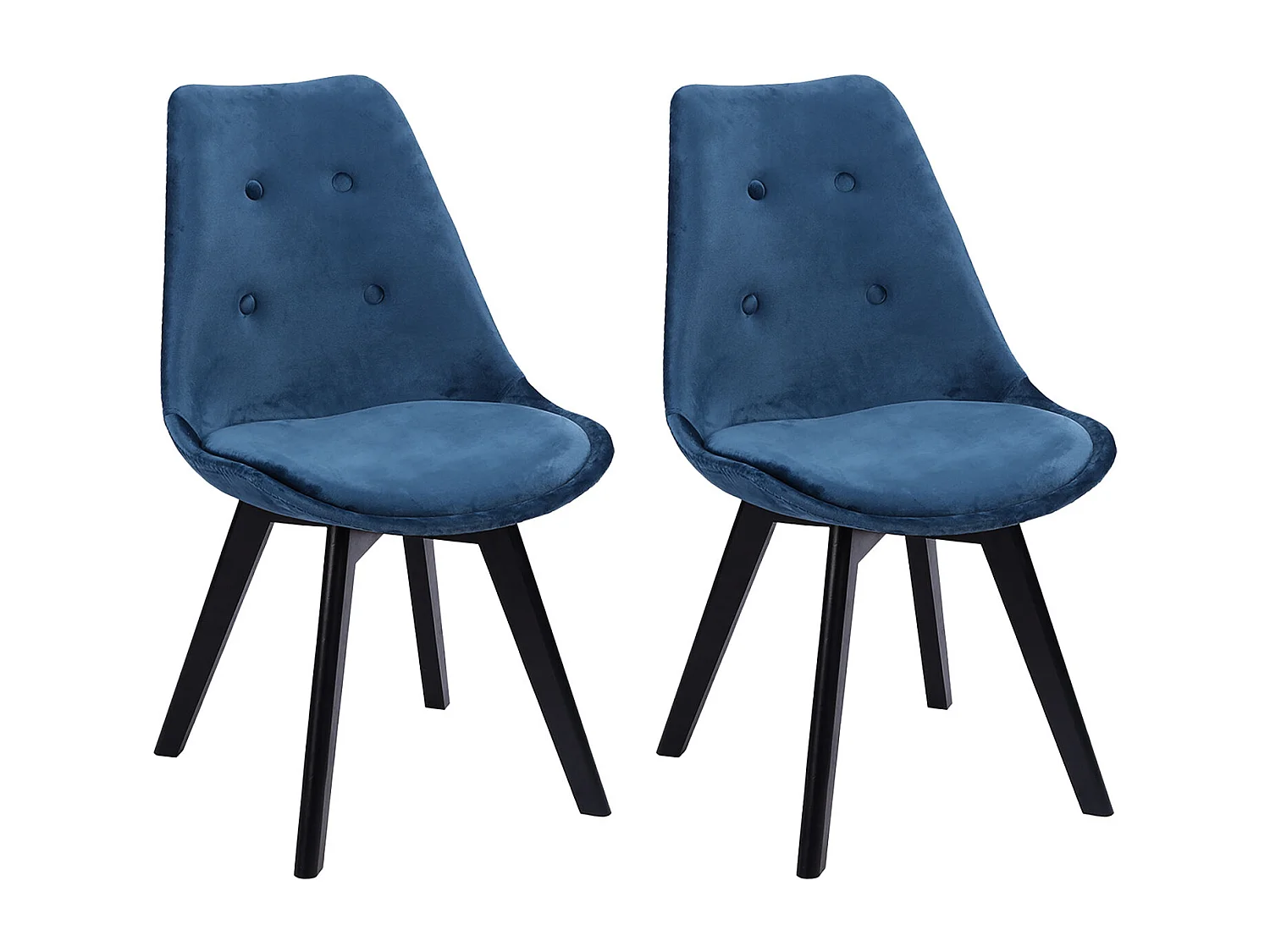 Set di 2 sedie NORA in velluto blu con cuscino - HAPPY GARDEN