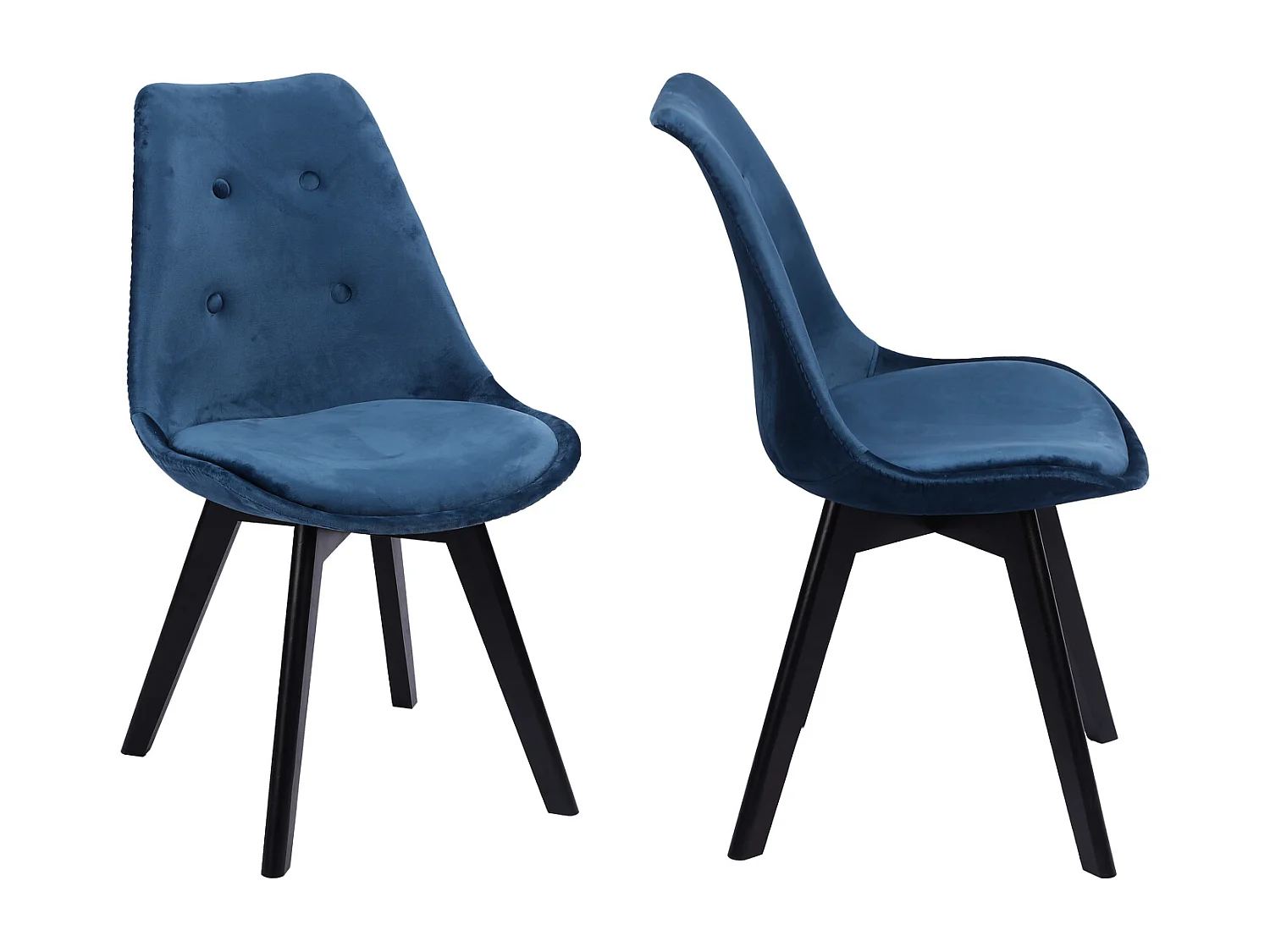 Lot de 2 chaises en velours NORA bleues avec coussin