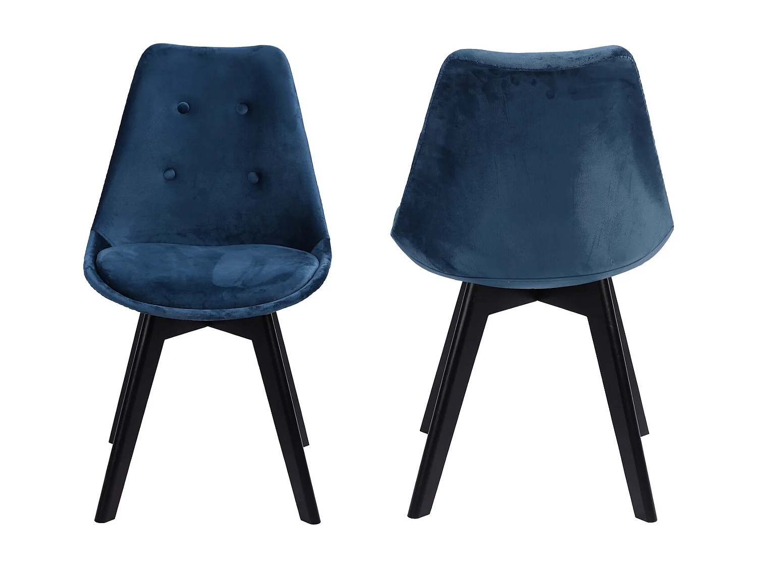 Lot de 2 chaises en velours NORA bleues avec coussin
