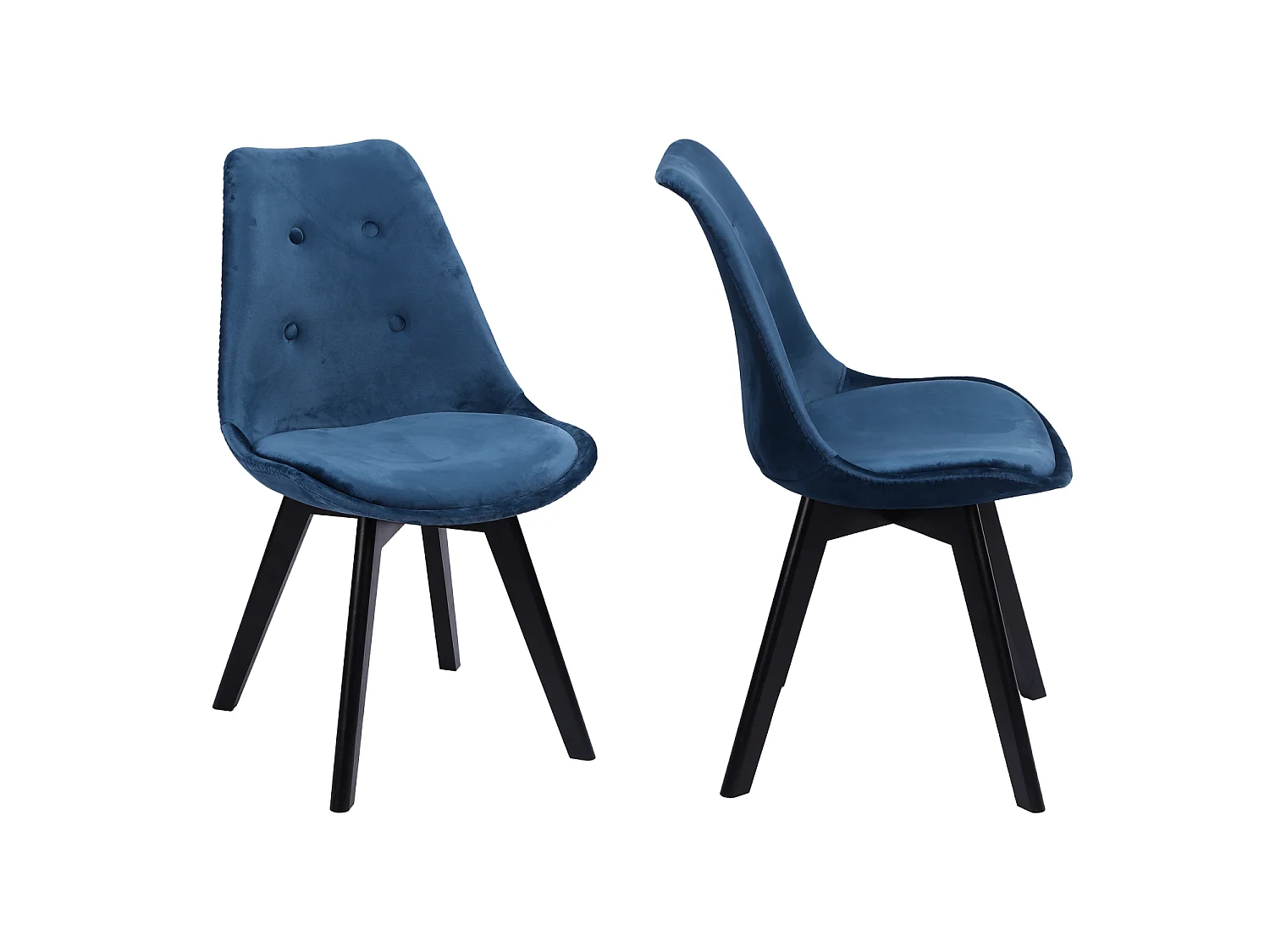 Set van 2 blauwe NORA fluwelen stoelen met kussen