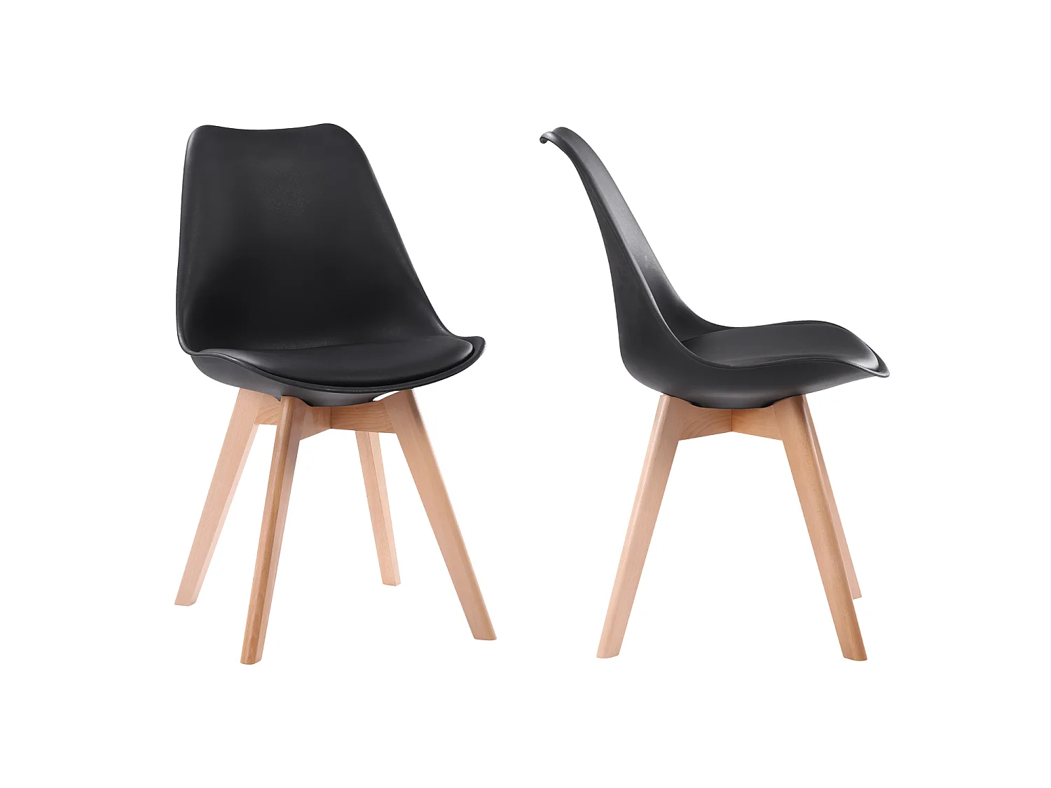 Set van 2 zwarte NORA Scandinavische stoelen met kussen