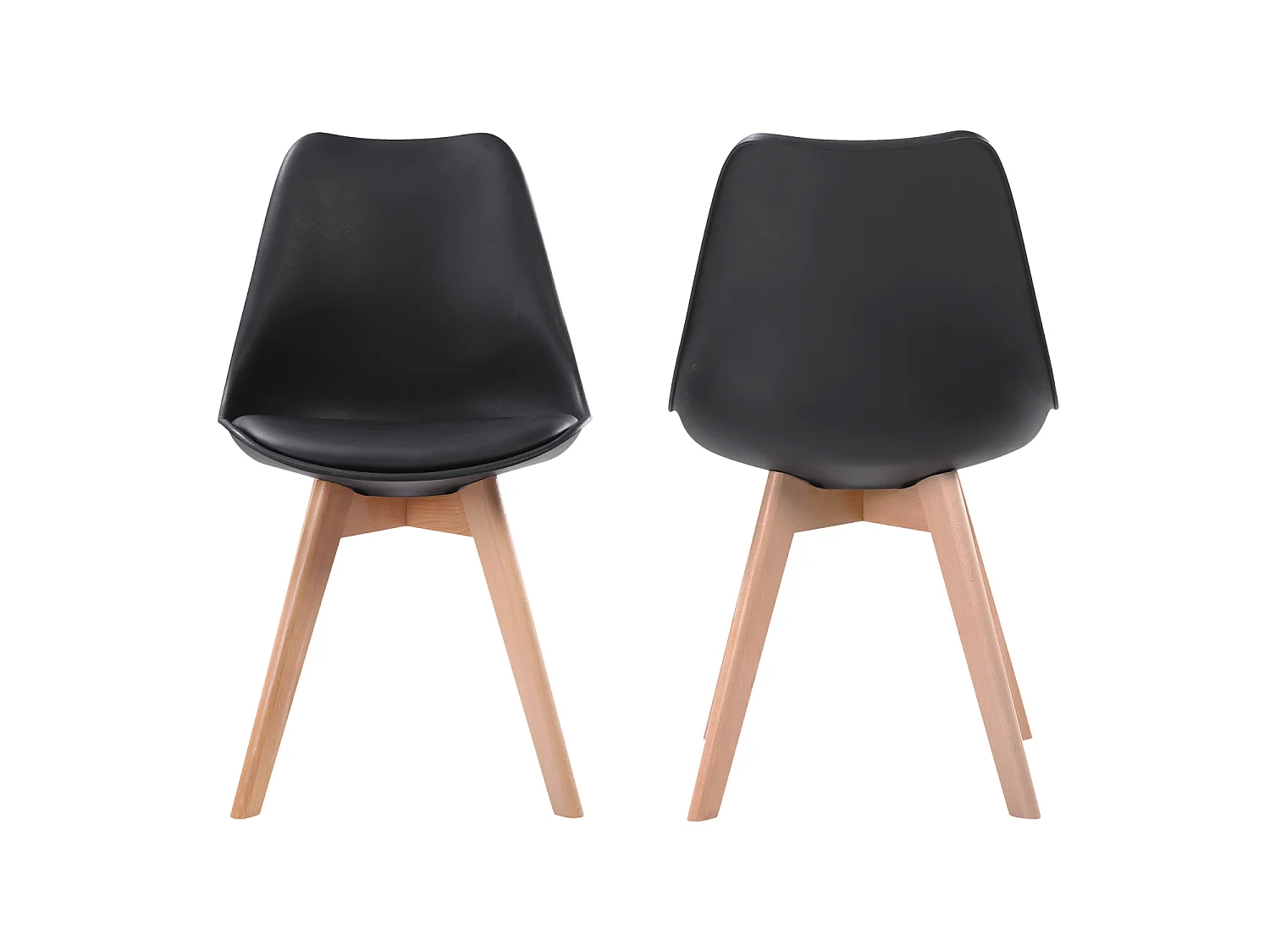 Set van 2 zwarte NORA Scandinavische stoelen met kussen