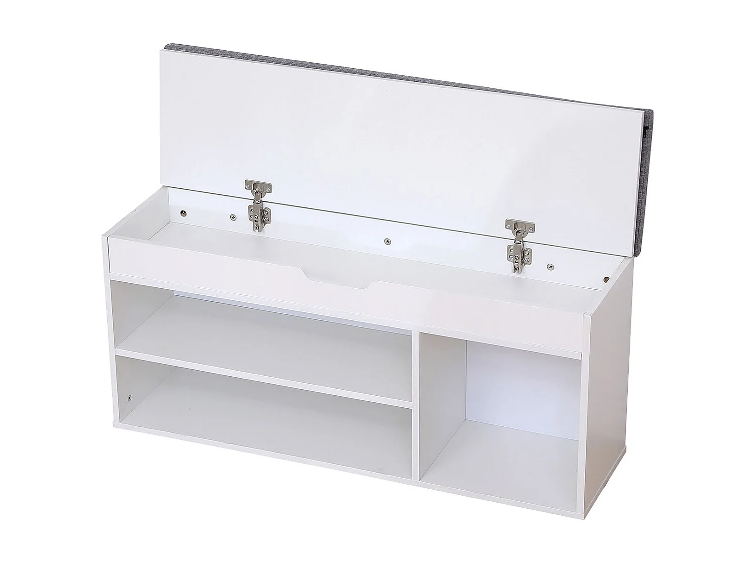 Meuble à chaussures trois casiers avec coffre blanc ALAN