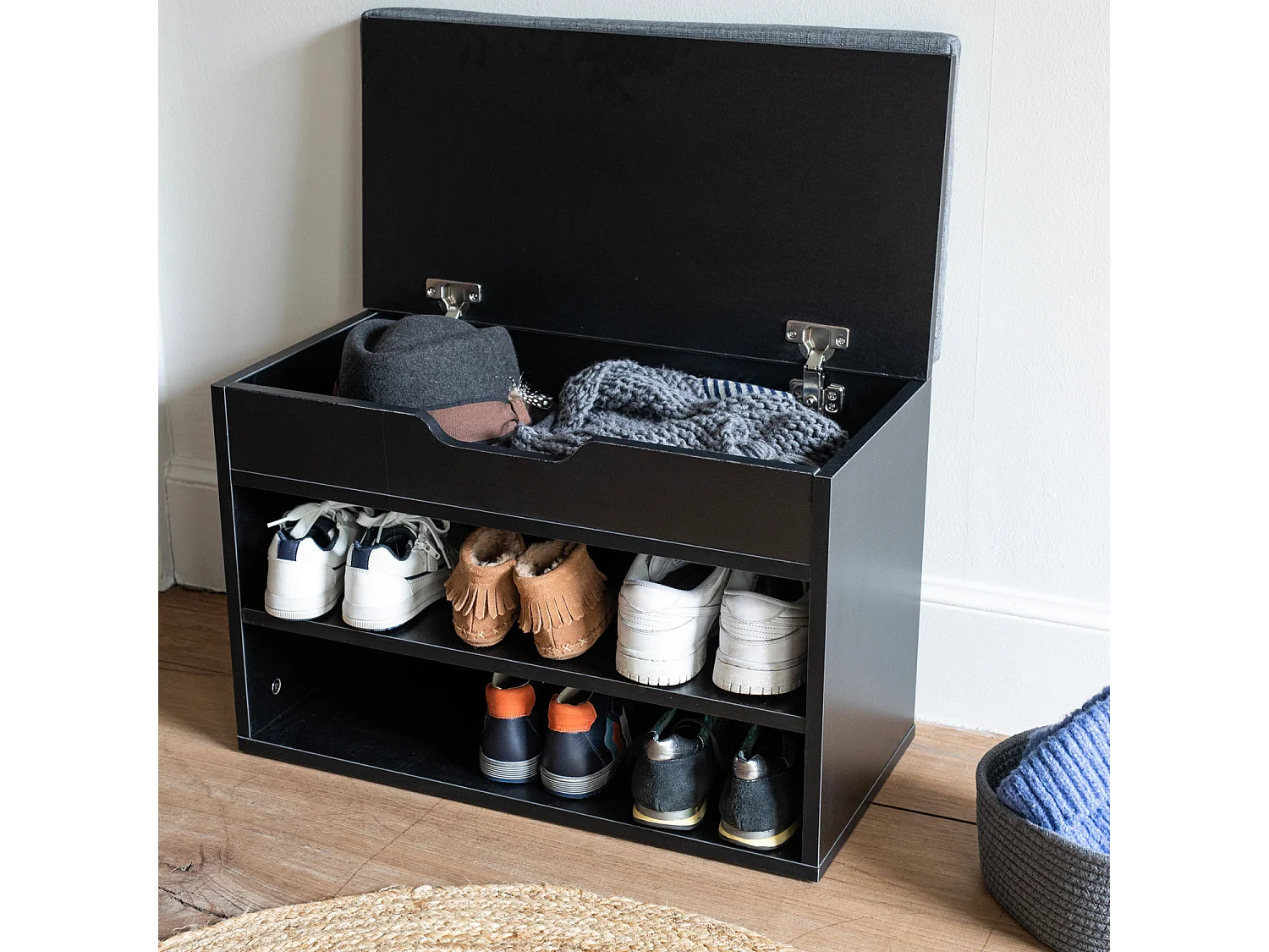 Zapatero negro con dos compartimentos ALAN - HAPPY GARDEN