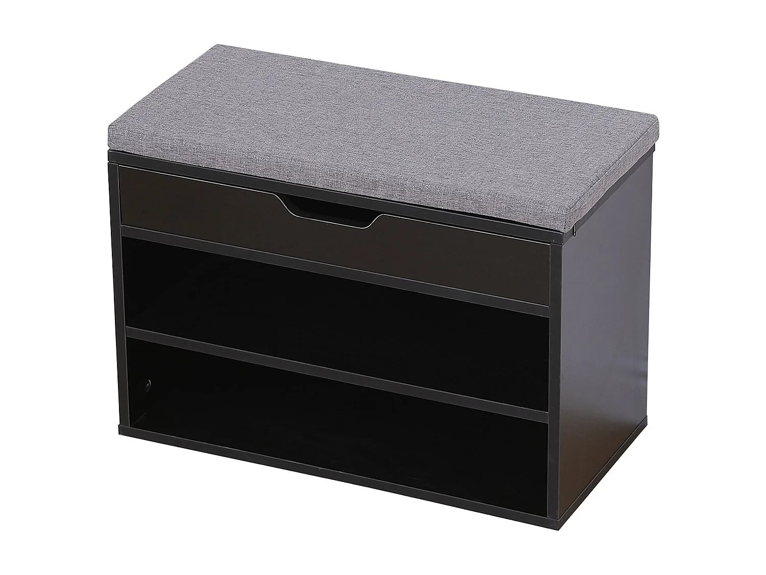 Meuble à chaussures deux casiers avec coffre noir ALAN