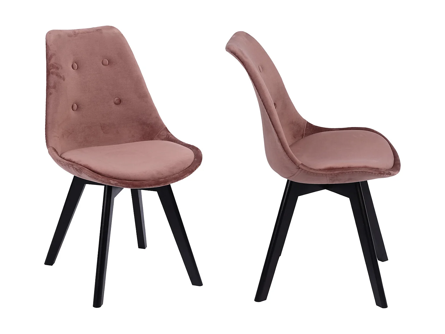 Lot de 4 chaises en velours NORA roses avec coussin