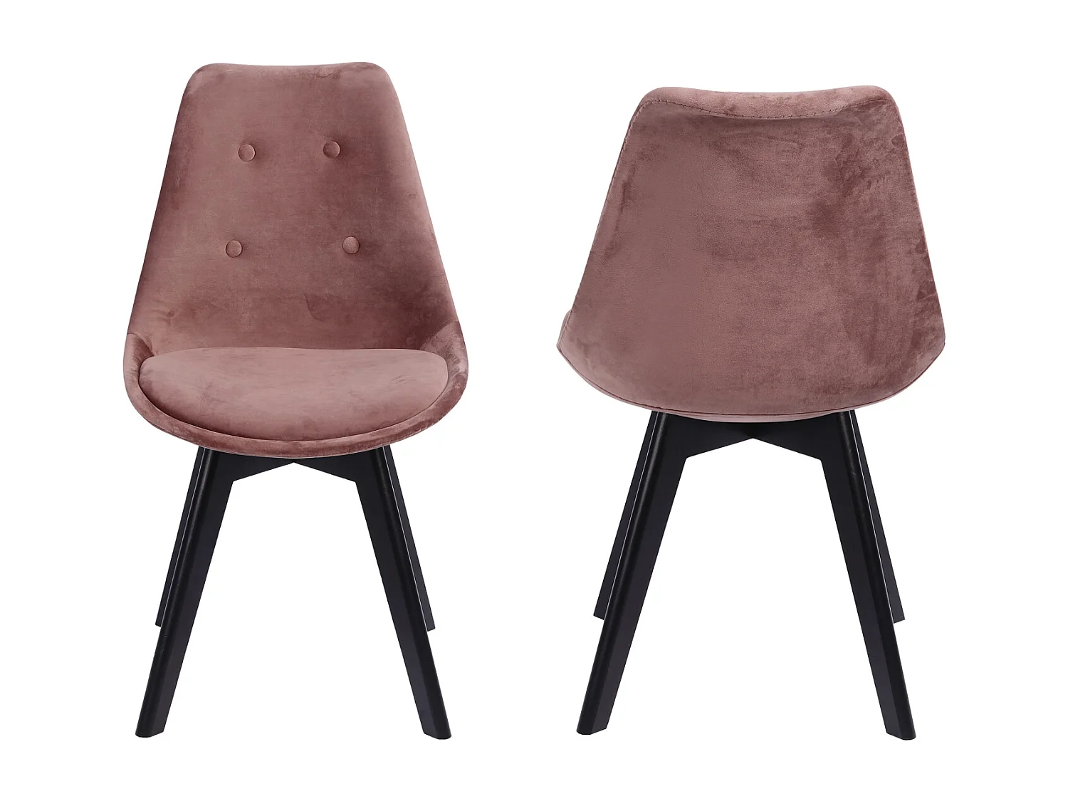 Lot de 4 chaises en velours NORA roses avec coussin