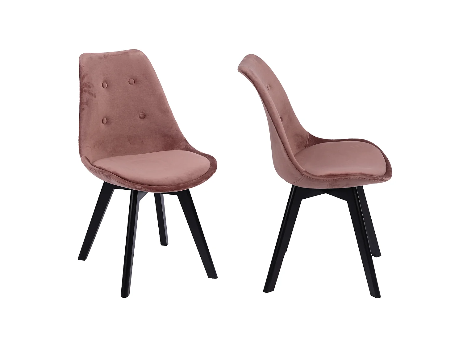 Set di 4 sedie in velluto rosa NORA con cuscino - HAPPY GARDEN