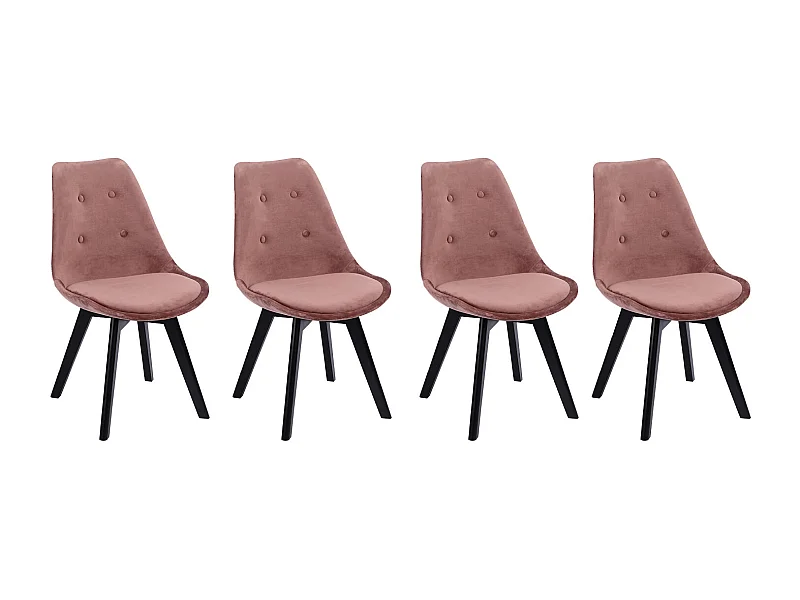 Set di 4 sedie in velluto rosa NORA con cuscino - HAPPY GARDEN
