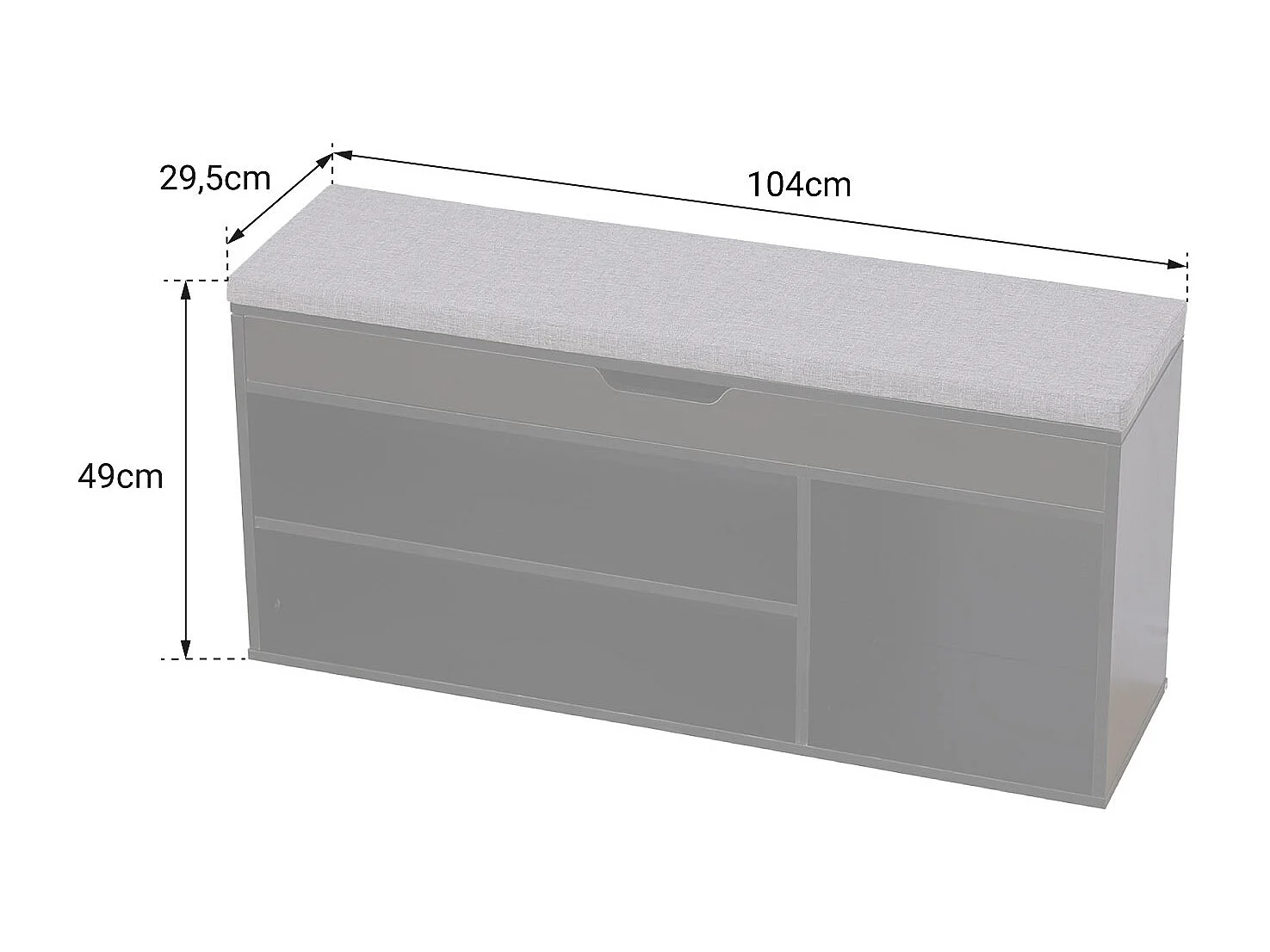 Meuble à chaussures trois casiers avec coffre noir ALAN