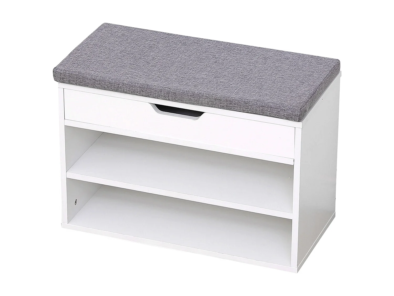 Meuble à chaussures deux casiers avec coffre blanc ALAN