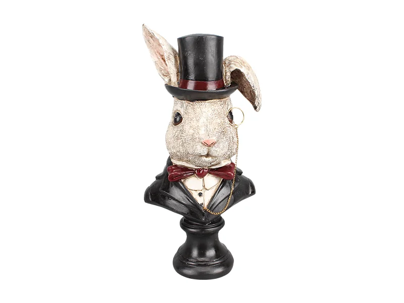 Statue lapin chapeau 14x11x28.5cm