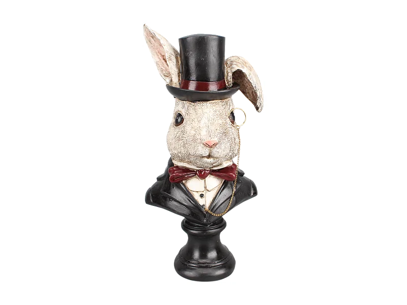Statue lapin chapeau 14x11x28.5cm