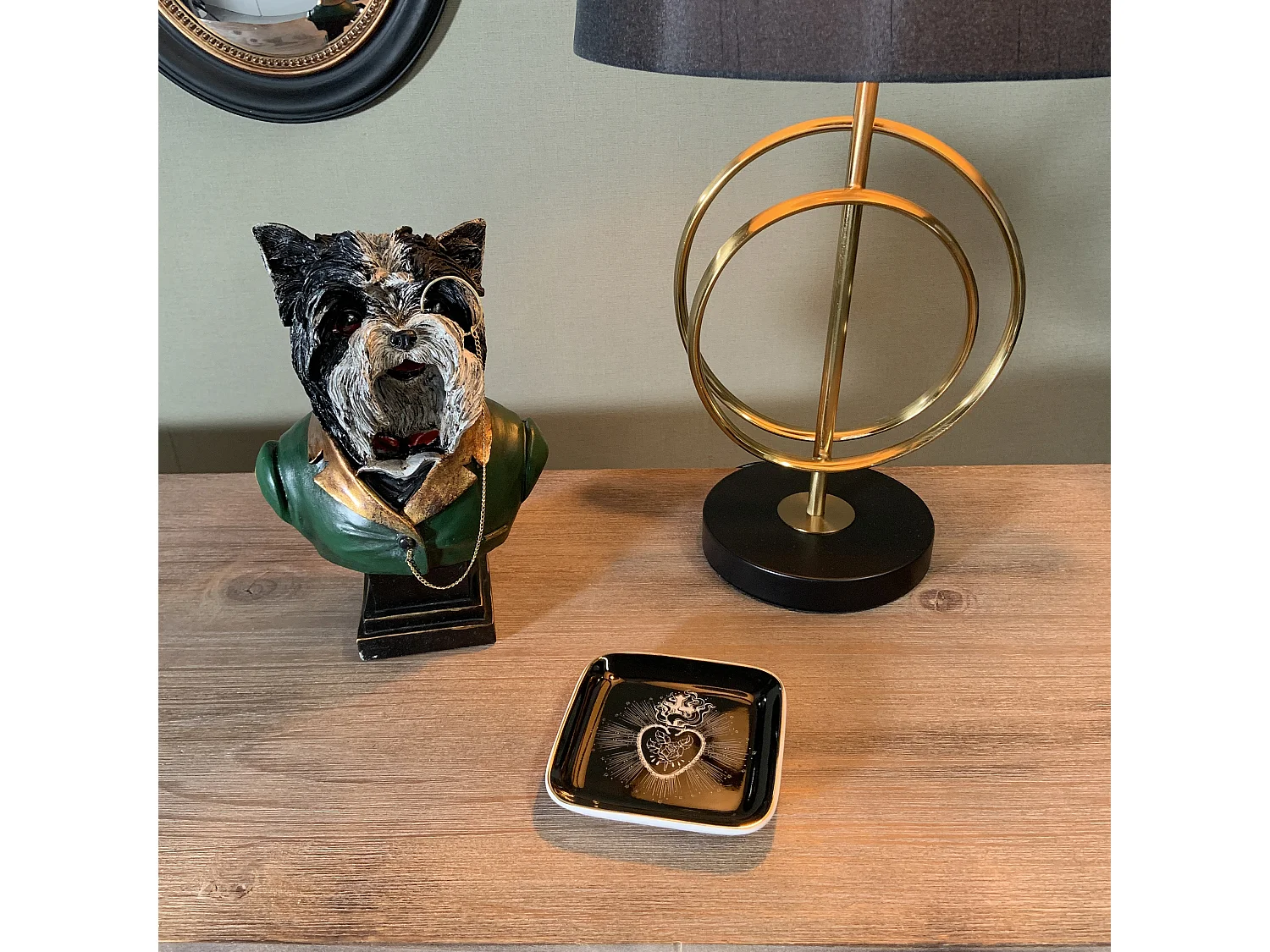 Statue buste chien monocle 17x12x25cm