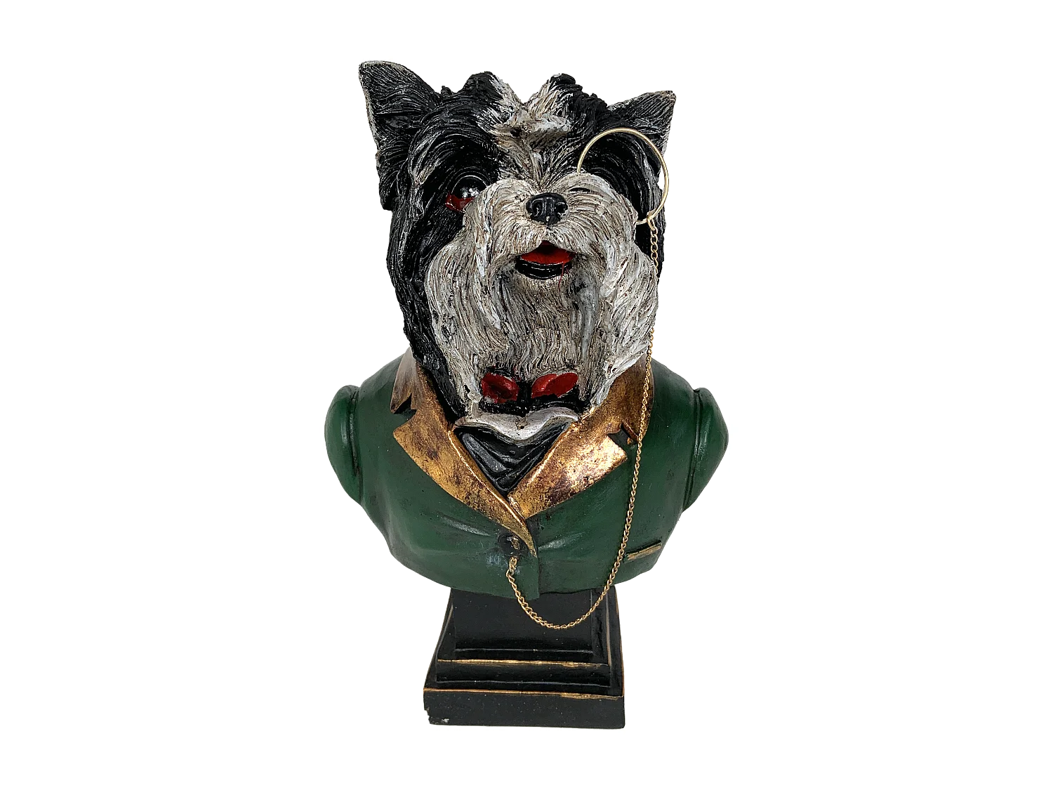 Statue buste chien monocle 17x12x25cm