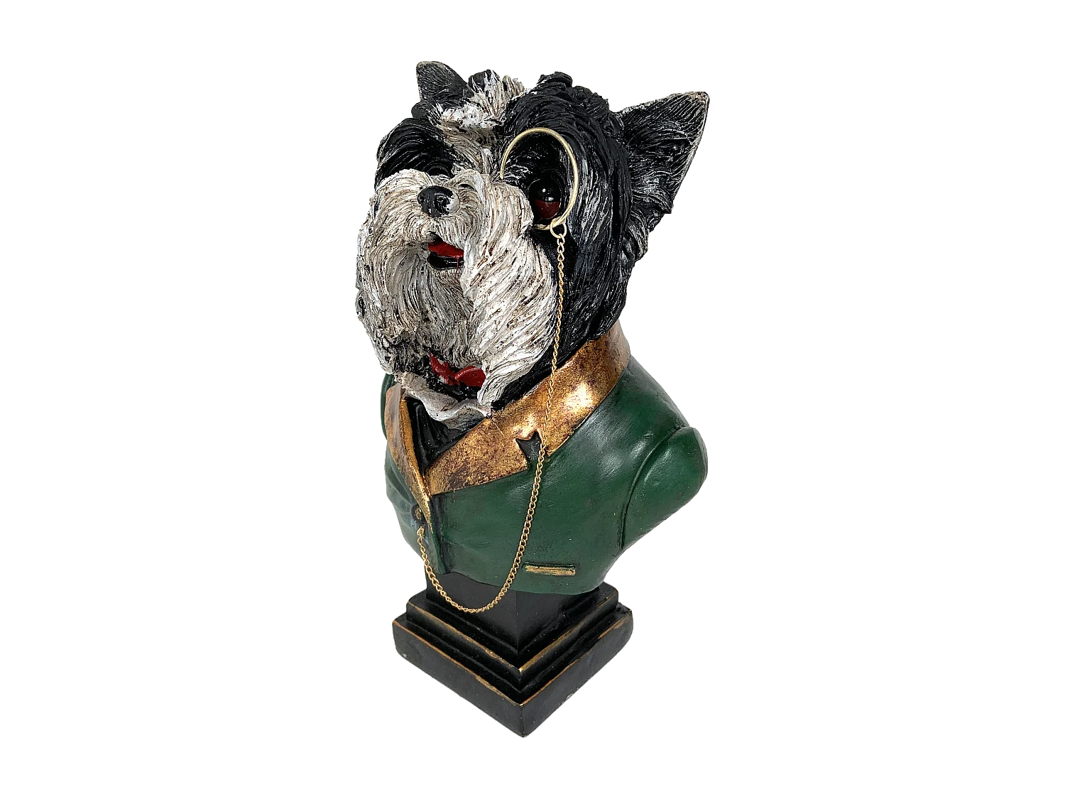 Statue buste chien monocle 17x12x25cm
