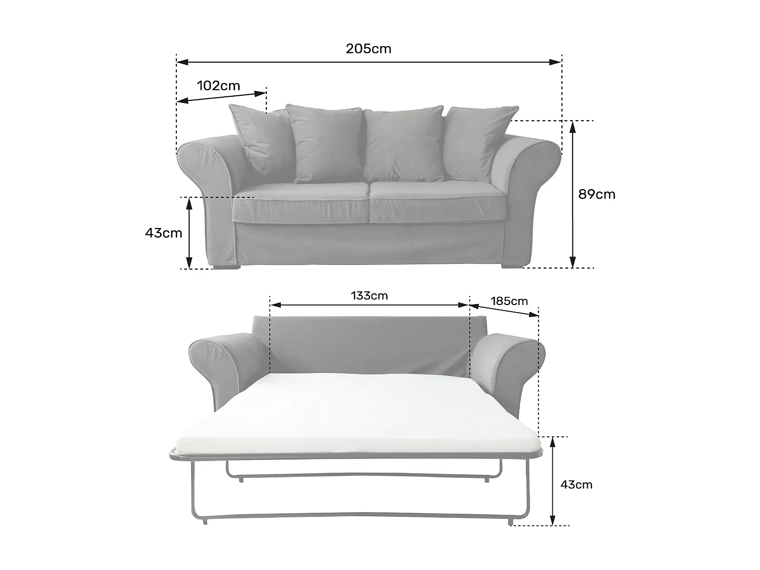 Canapé 3 places convertible en velours vert eucalyptus OSCAR