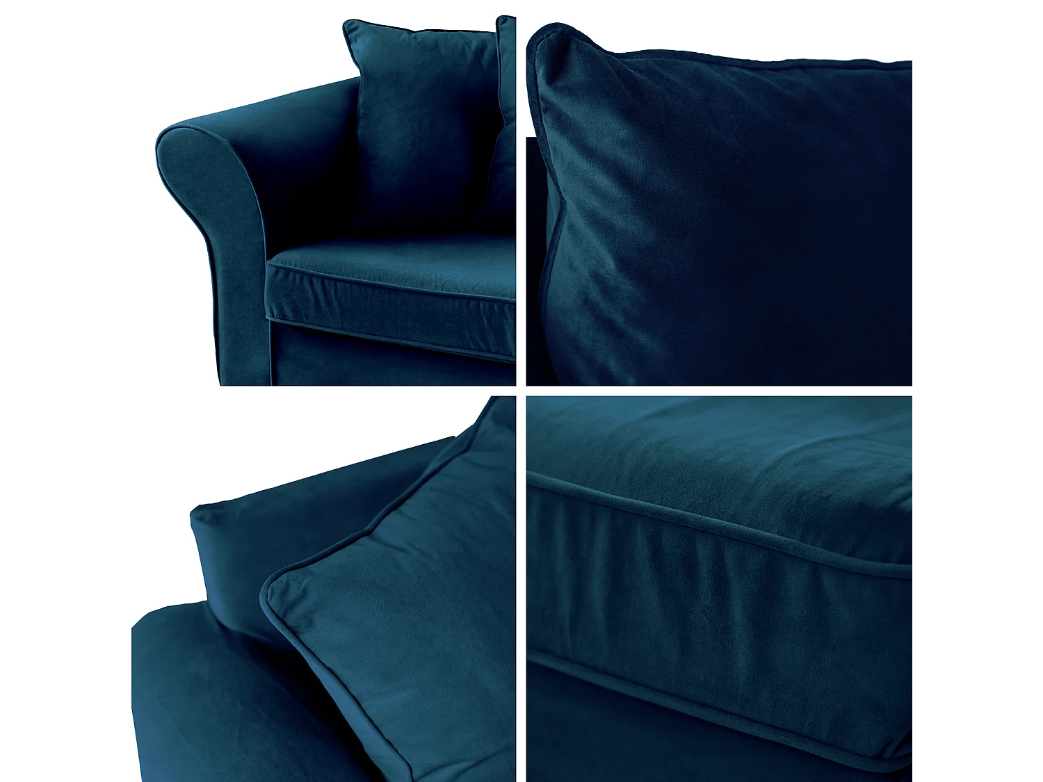 Canapé 3 places convertible en velours bleu navy OSCAR