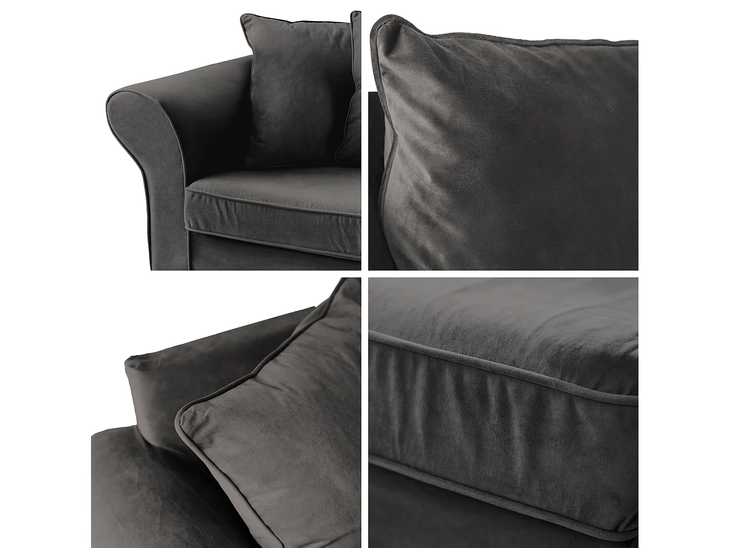 Canapé 3 places convertible en velours gris OSCAR