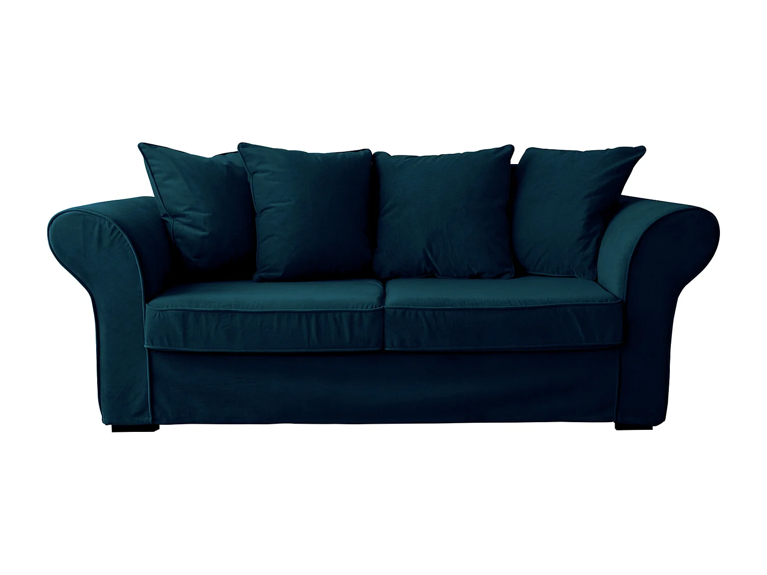 Canapé droit 3 places en velours bleu navy OSCAR