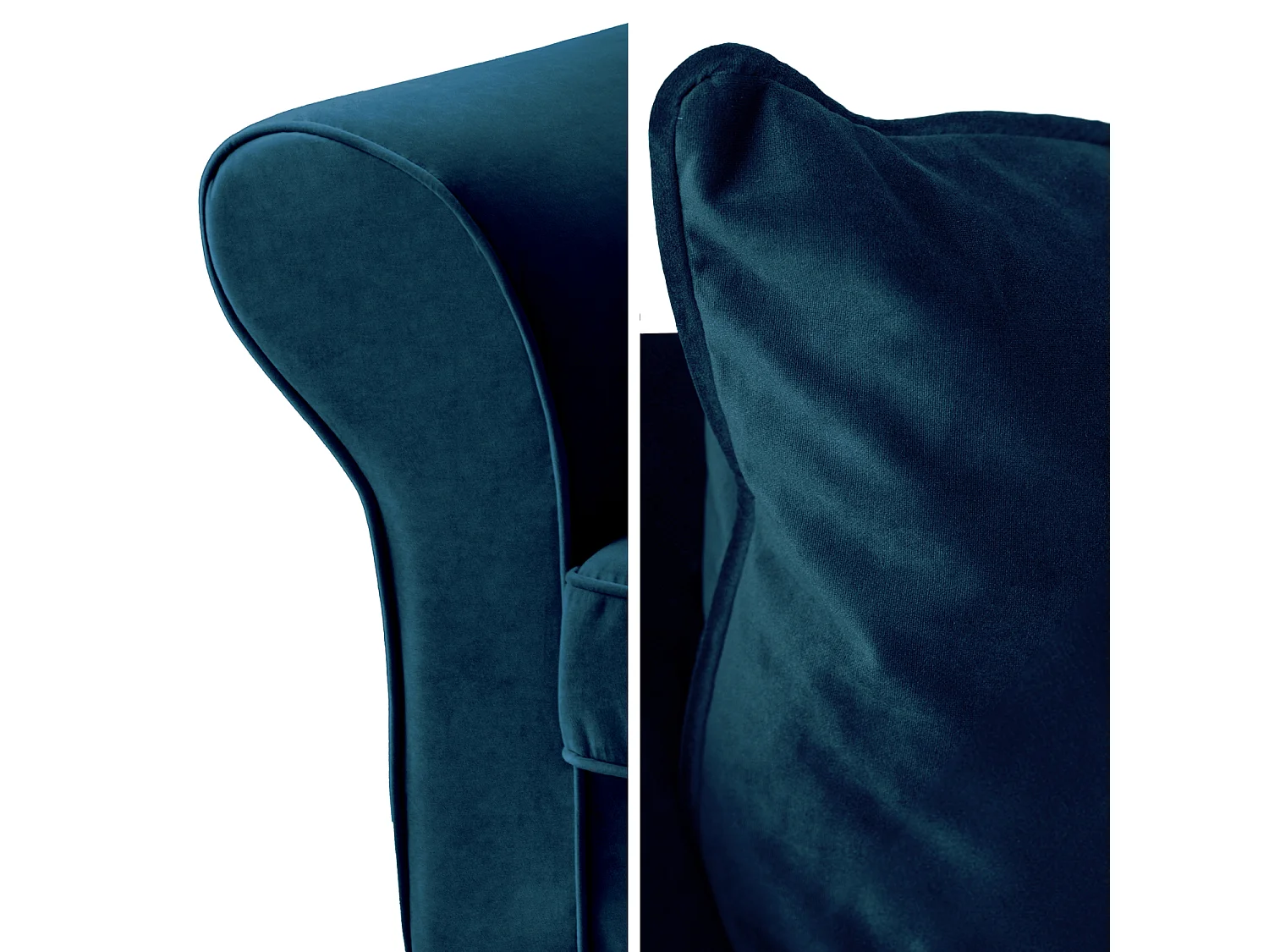 Canapé droit 3 places en velours bleu navy OSCAR