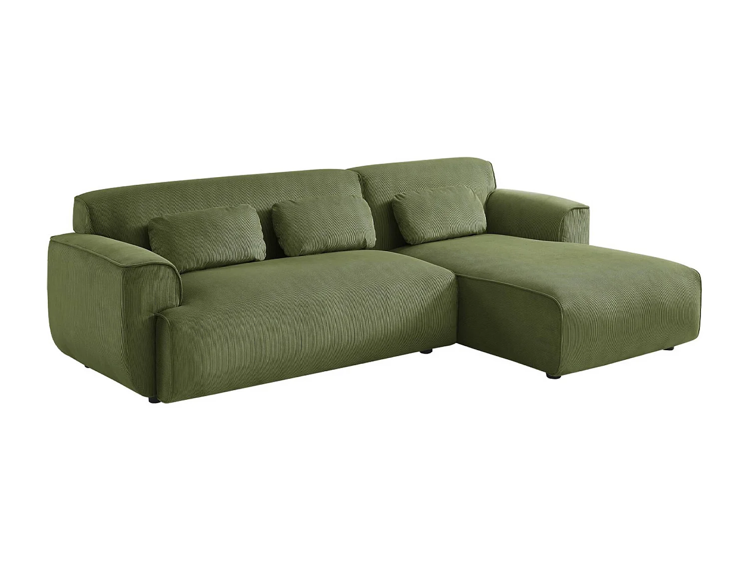 Sofá esquinero de pana de 2 a 3 plazas, esquina derecha verde