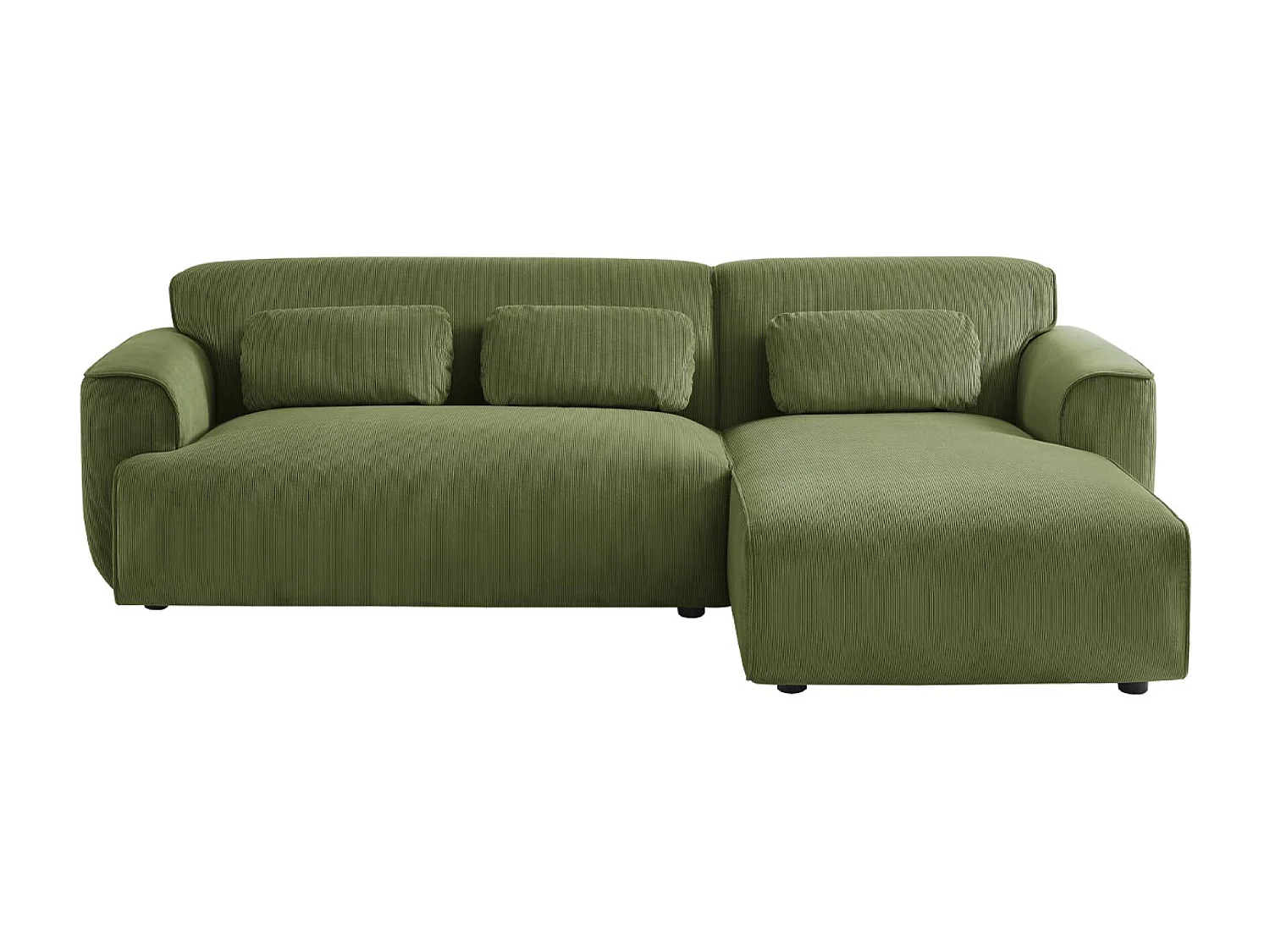 Sofá esquinero de pana de 2 a 3 plazas, esquina derecha verde