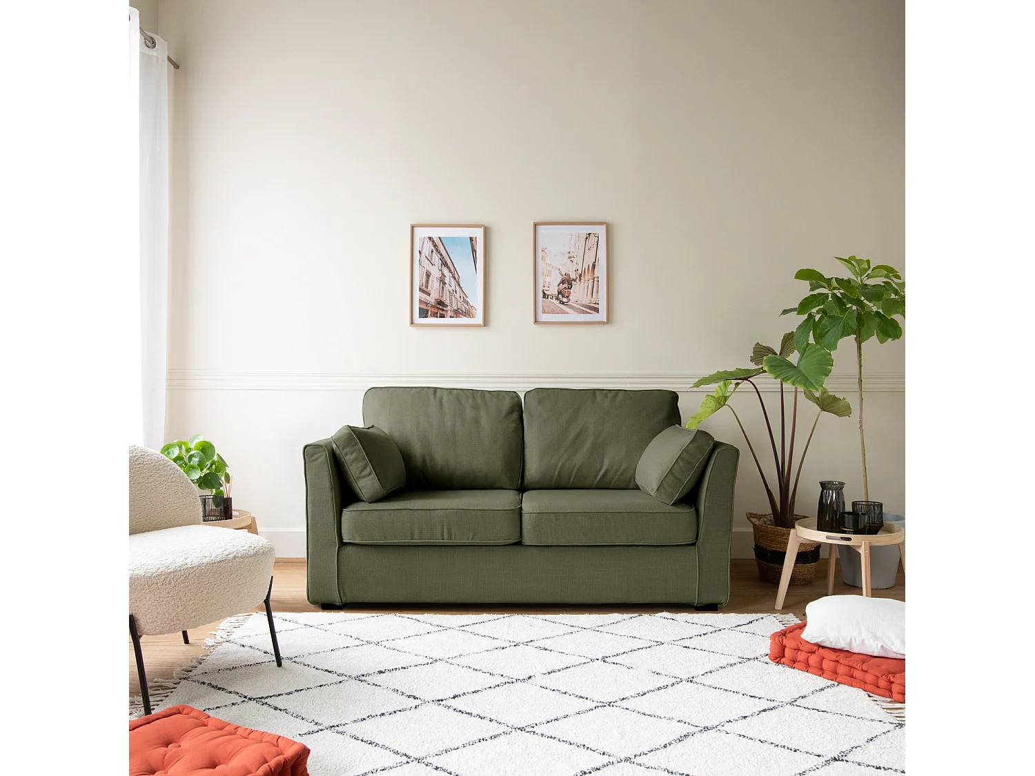 Canapé droit 2 places vert EMILE