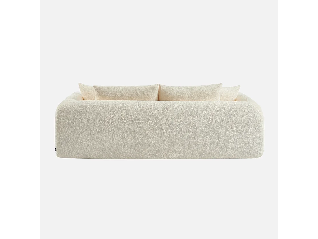 Canapé convertible 3 places en bouclette texturée blanc cassé L 243 x P 112 x H 66 cm