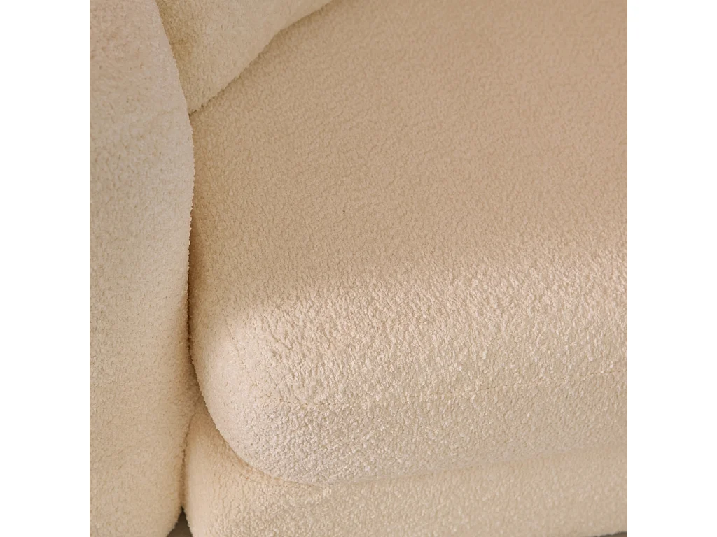 Canapé convertible 3 places en bouclette texturée blanc cassé L 243 x P 112 x H 66 cm
