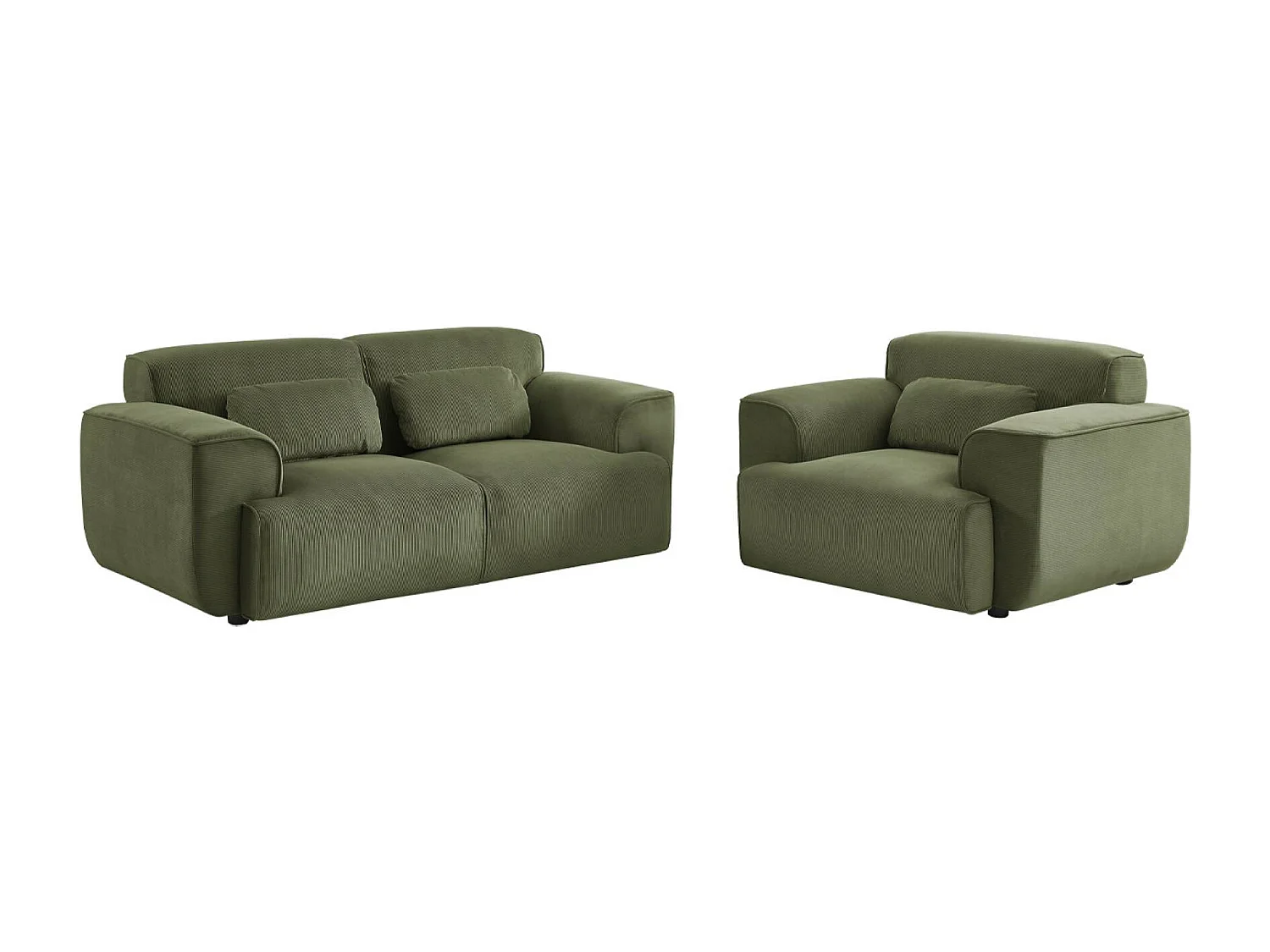 Divano in velluto a coste fini, 2 posti, verde