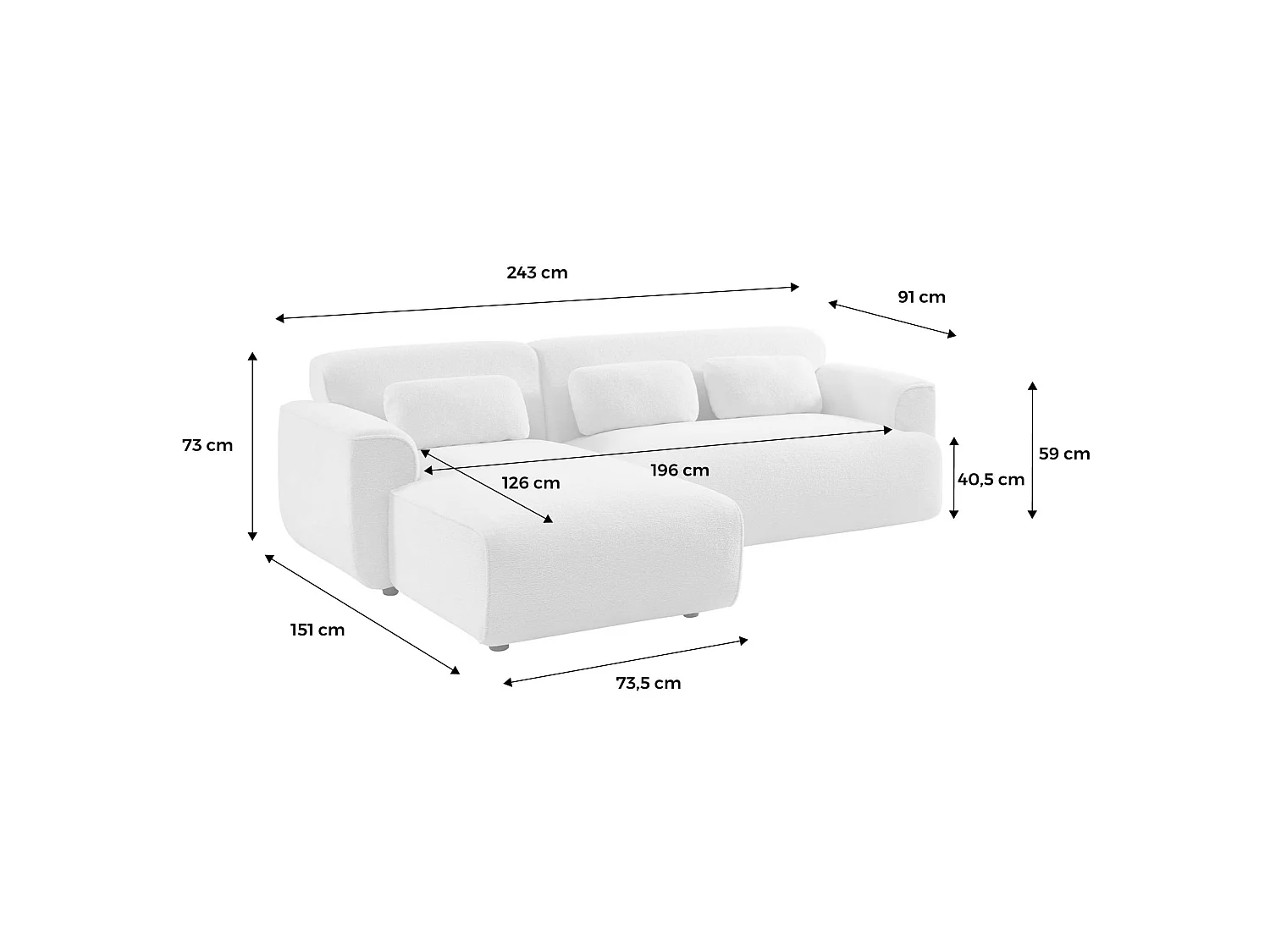 Sofá esquinero de pana, 3 plazas, Beige gris