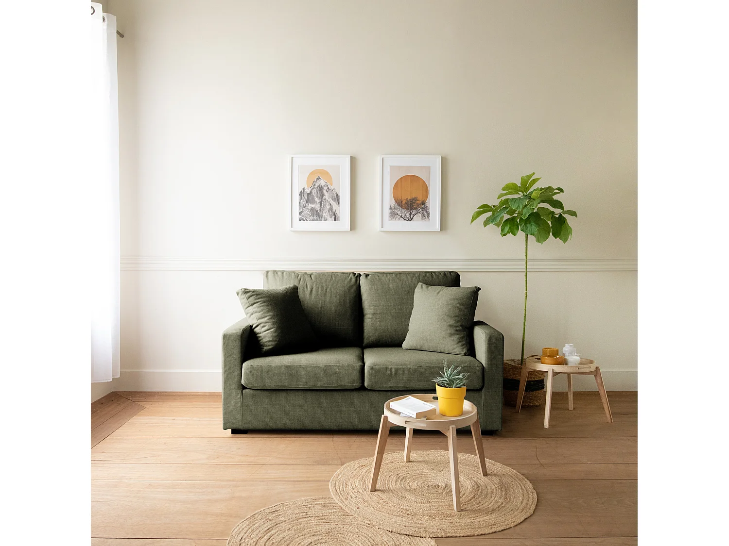 Canapé droit 2 places vert BASTIEN