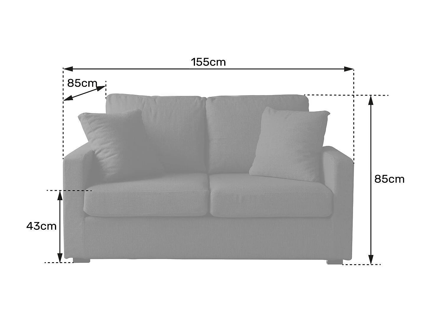 Canapé droit 2 places vert BASTIEN