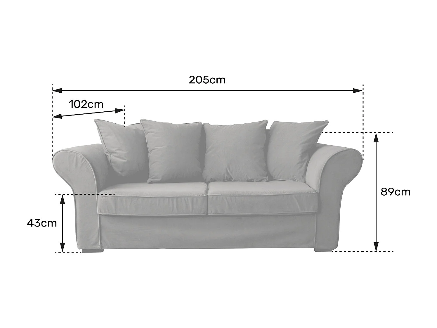 Canapé droit 3 places beige OSCAR