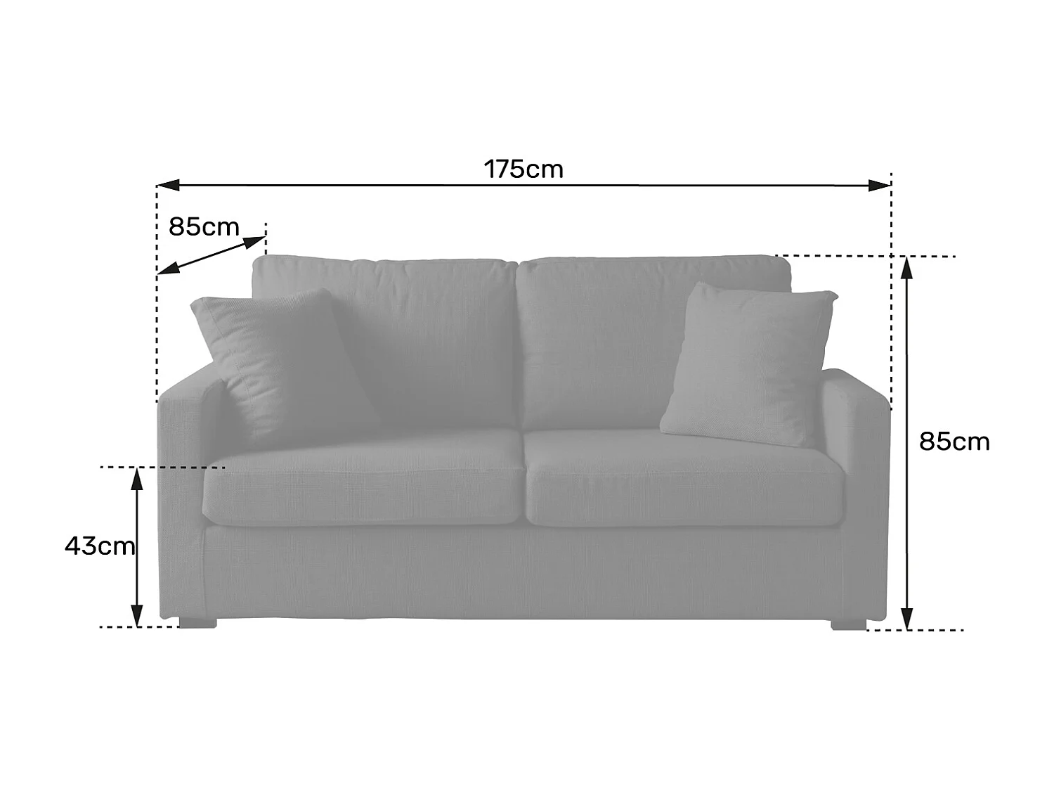 Canapé droit 3 places beige BASTIEN