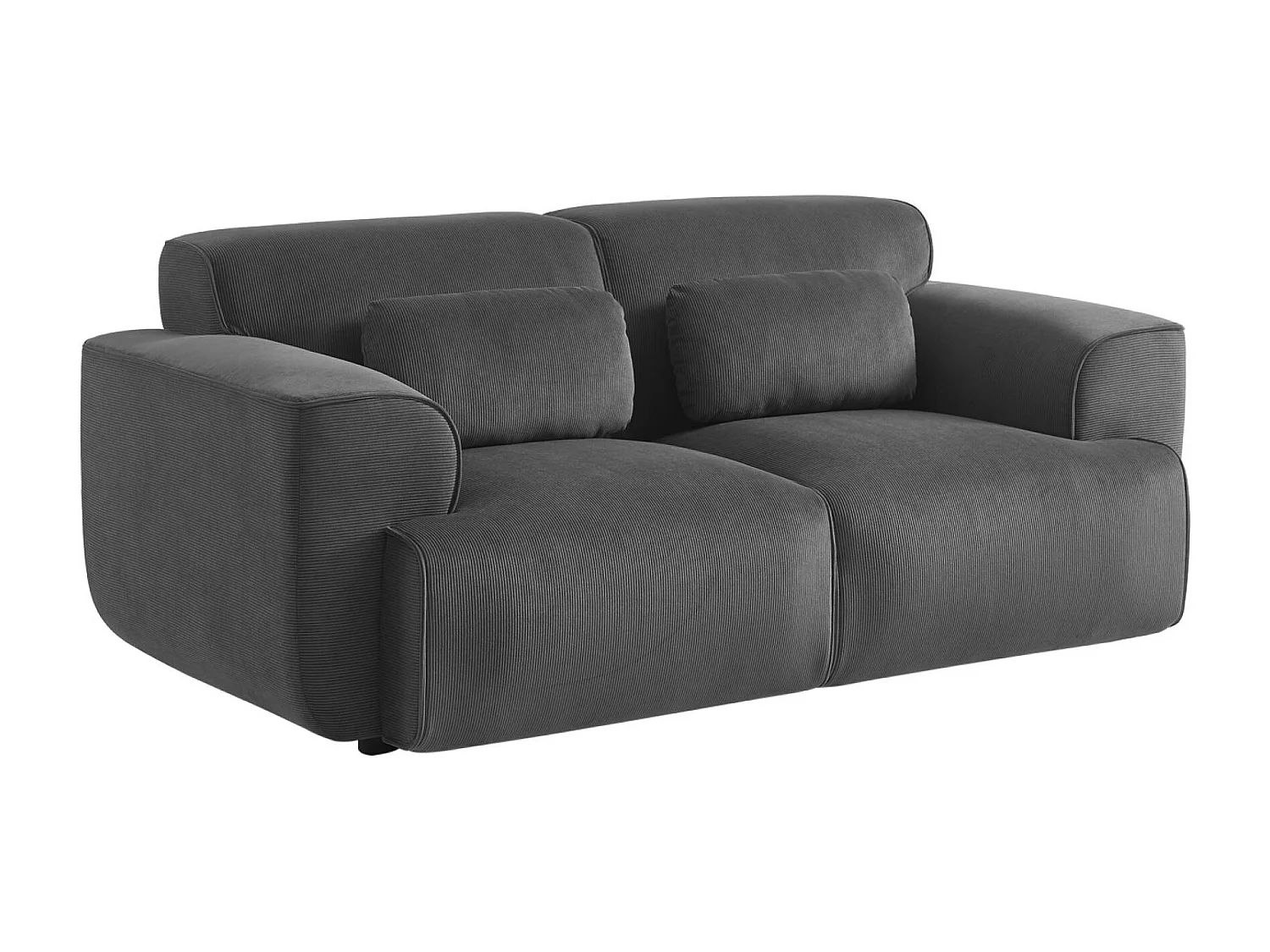 Canapé Wallas. 2 places. tissu velours côtelé gris foncé L 180 x P 98 x H 73cm