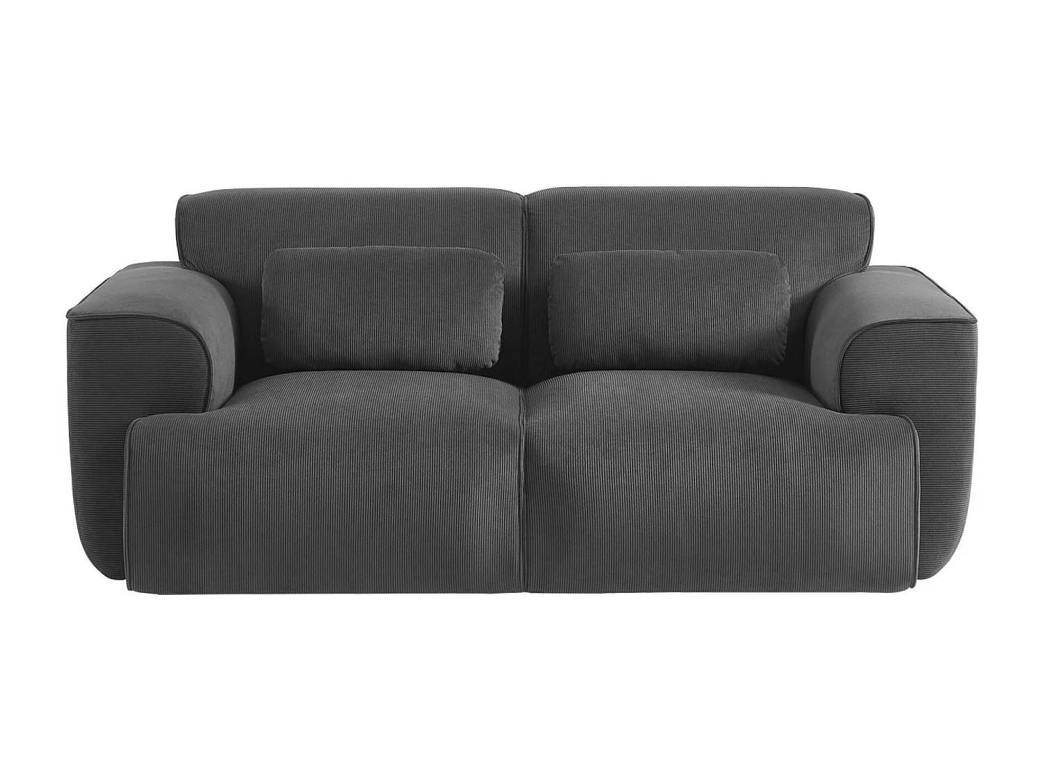 Canapé Wallas. 2 places. tissu velours côtelé gris foncé L 180 x P 98 x H 73cm