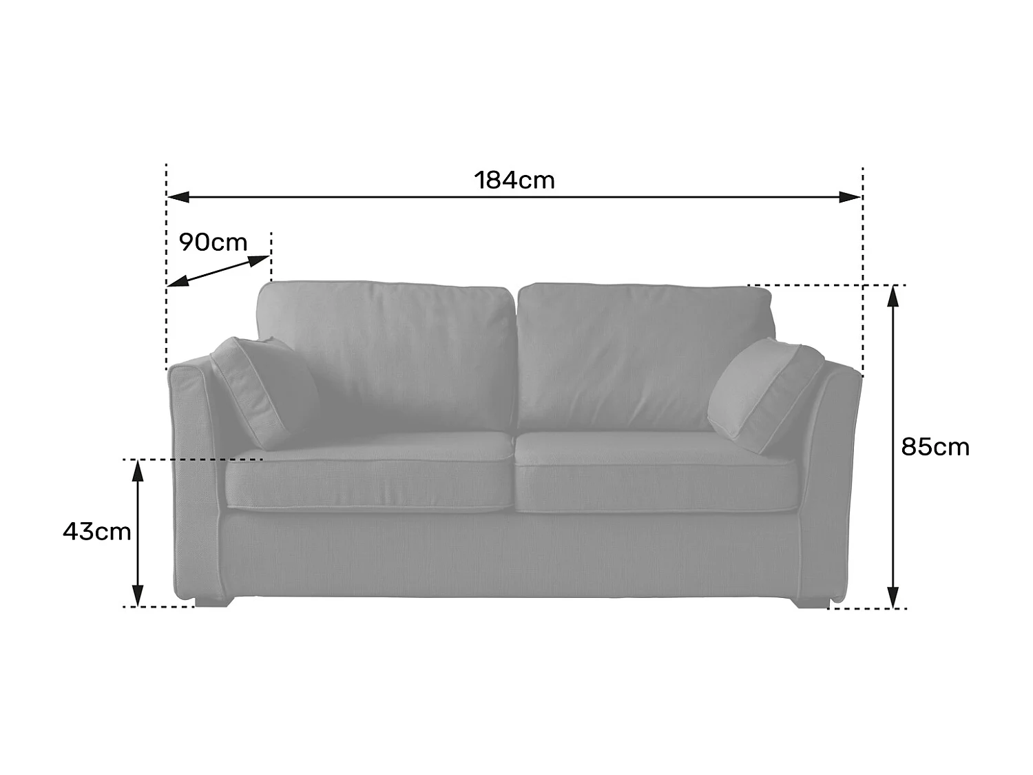 Canapé droit 3 places beige EMILE