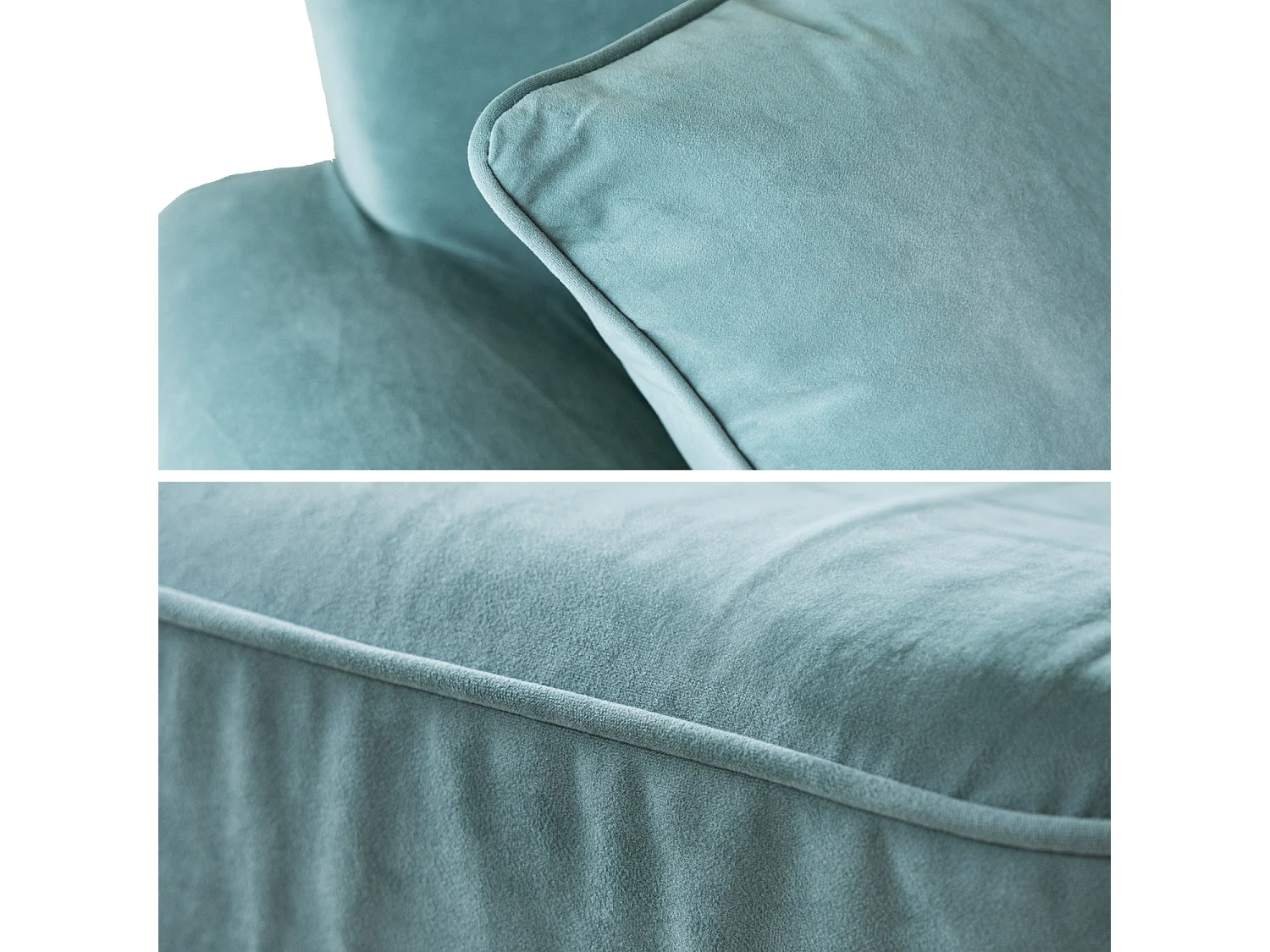 Canapé droit 3 places en velours vert eucalyptus OSCAR