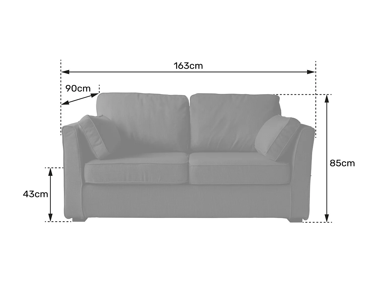 Canapé droit 2 places beige EMILE