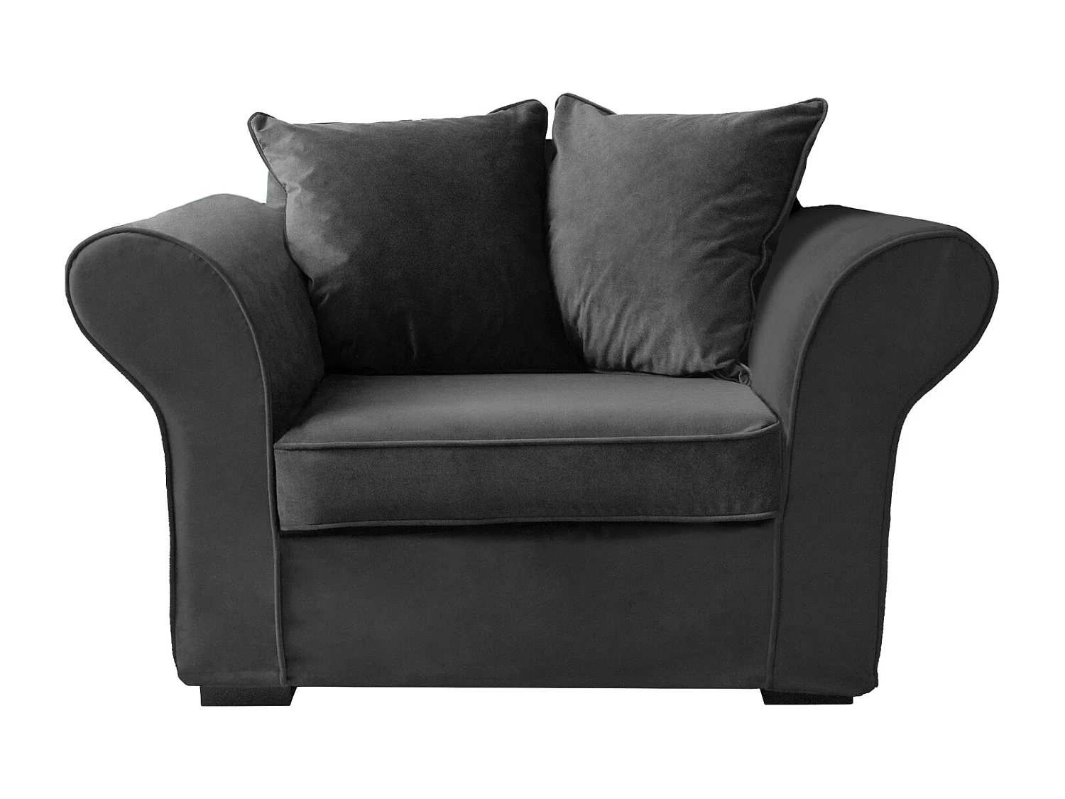 Fauteuil love seat en velours gris OSCAR