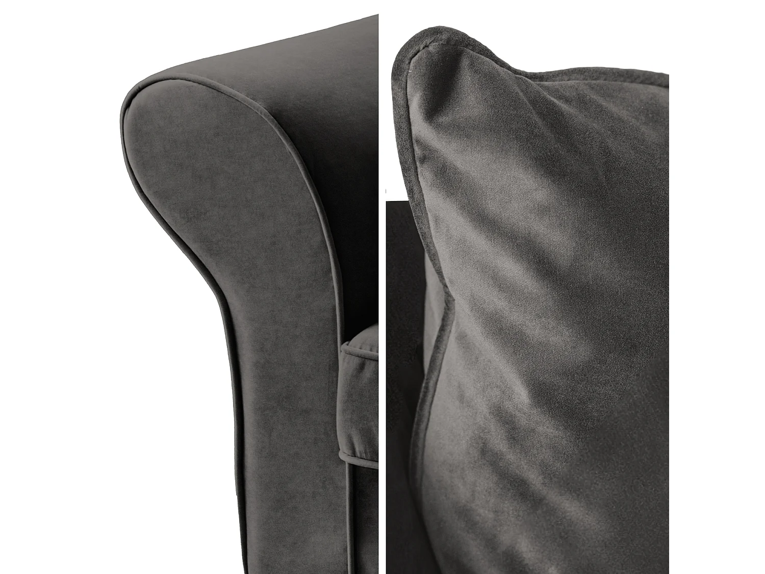 Fauteuil love seat en velours gris OSCAR