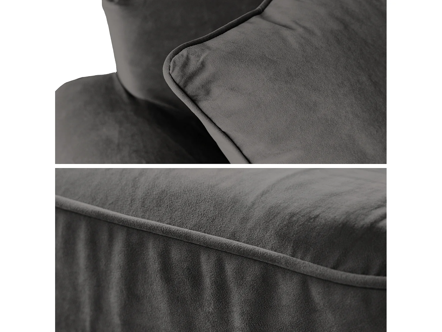 Fauteuil love seat en velours gris OSCAR