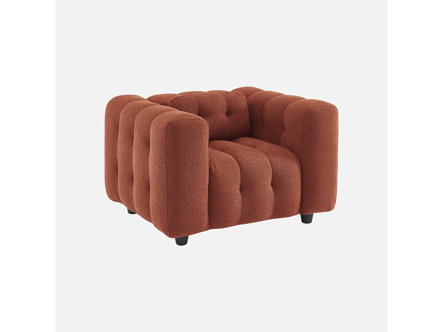 Sillón tapizado en tejido borreguito, 1 plaza terracotta